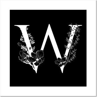 Letter W Monogram - Floral Initial Posters and Art